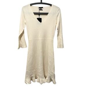 Massimo Dutti NWT Cream V-Neck Dress